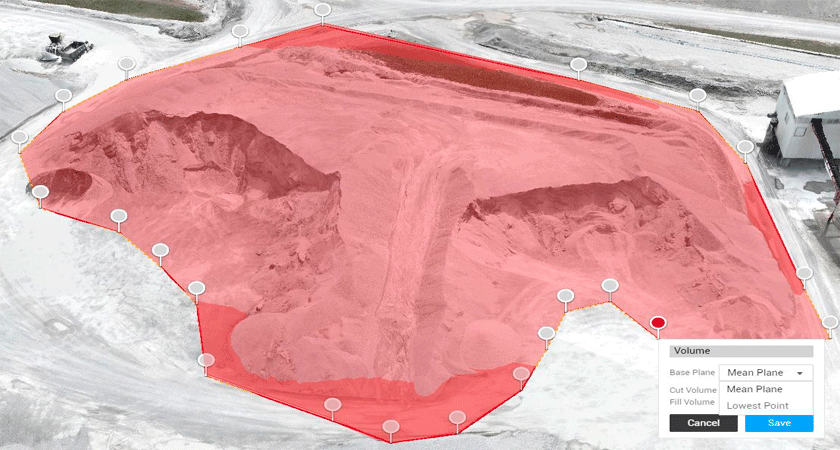Выделение насыпи в DJI Terra для расчёта объёма с заданием базовой и срезной плоскости