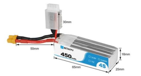 LiPo-аккумулятор BetaFPV 450mAh 4S 75C фото 3