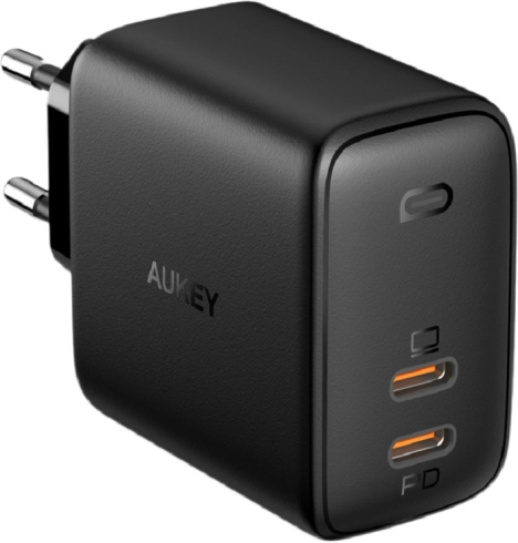 Адаптер питания Aukey Omnia Duo 65Вт 2xUSB Type-C Black PA-B4 фото 1