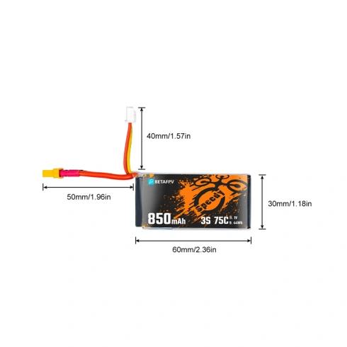 LiPo-аккумулятор BetaFPV 850mAh 3S 75C фото 2