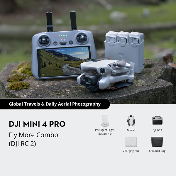 Квадрокоптер DJI Mini 4 Pro Fly More Combo (RC 2)
